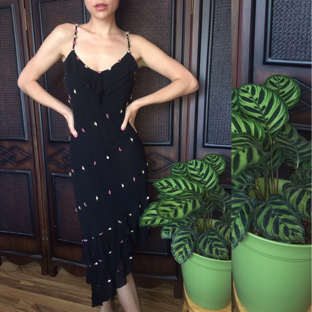 Vintage Silk 90’s Sue Wong Dress w/ Rose Details